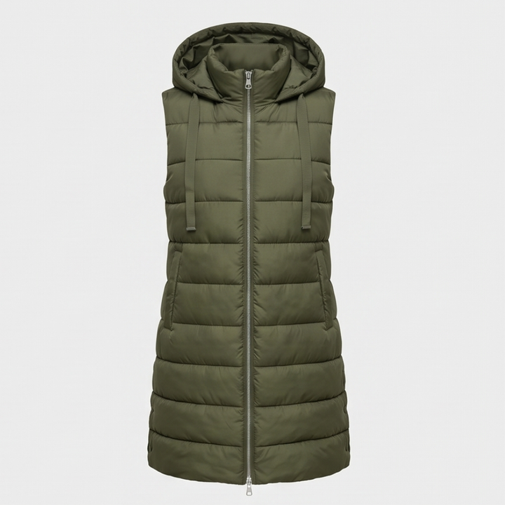 Aveline - Long Hooded Puffer Vest