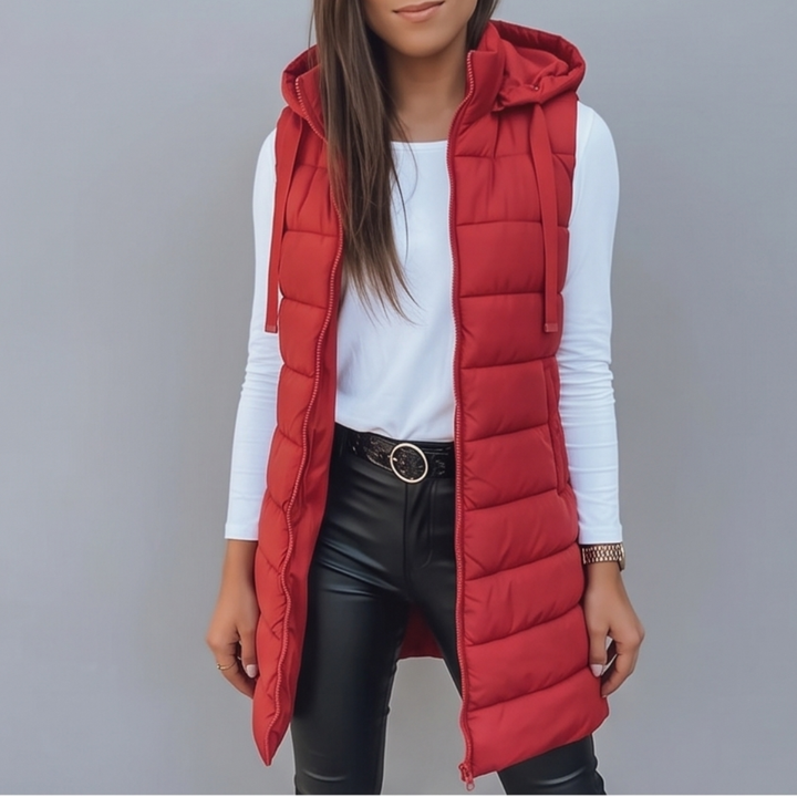 Aveline - Long Hooded Puffer Vest