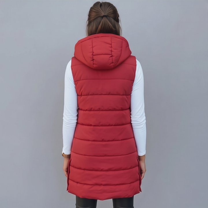 Aveline - Long Hooded Puffer Vest