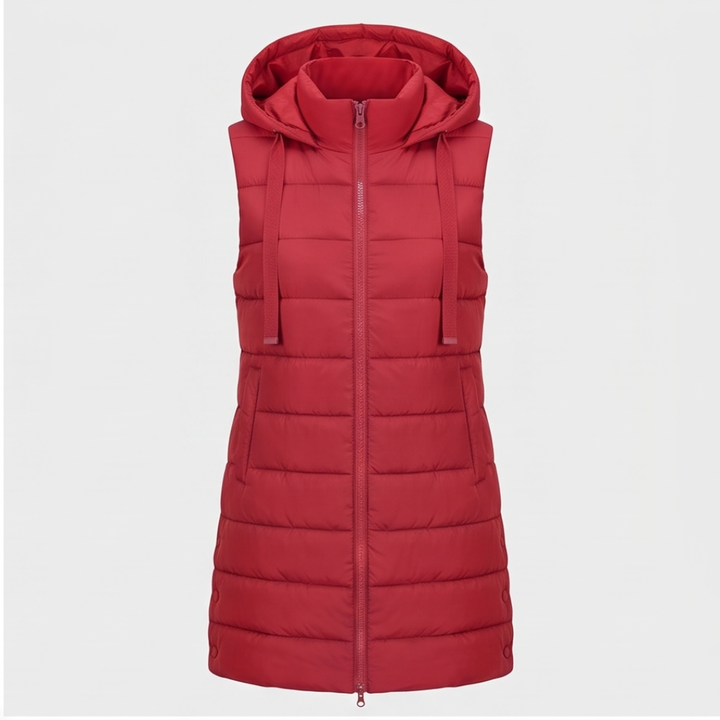 Aveline - Long Hooded Puffer Vest