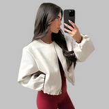 DHANET - Chic Long Sleeve Zipper Crop