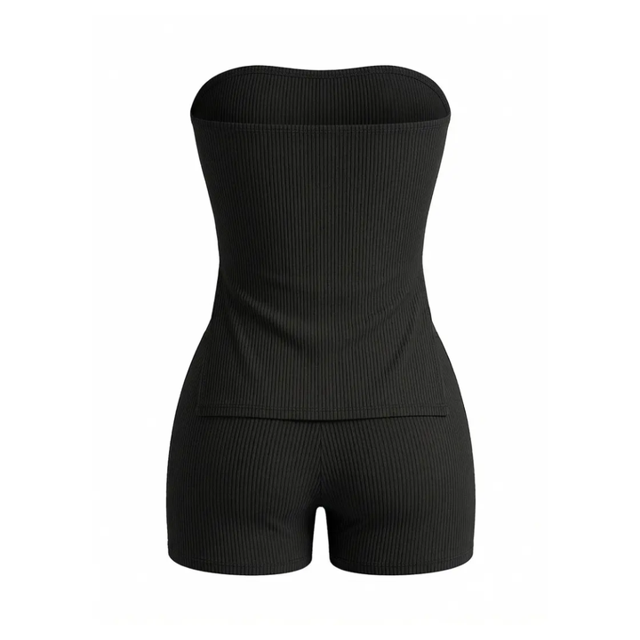NOXIE™ – Ribbed Side-Slit Tube Top & Shorts Two-Piece Set