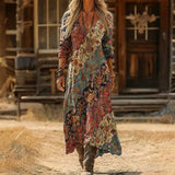 Lydia | Patchwork Print Long-Sleeve Maxi Dress