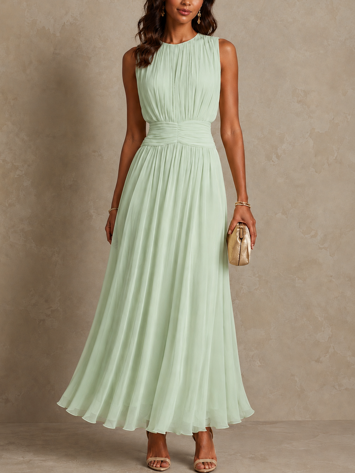 Chayna | Pleated Sleeveless Midi Dress