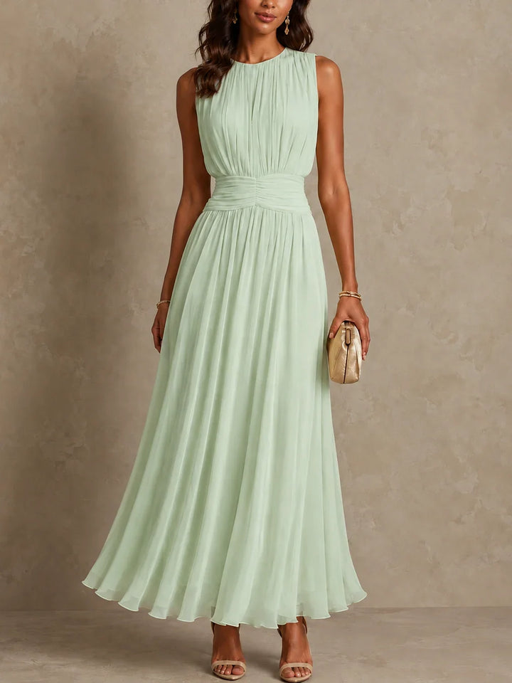 Amandine | Ruched-Waist Sleeveless Maxi Dress