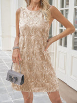 THEAT - Sequined Fringe Sleeveless Dress