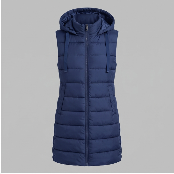 Aveline - Long Hooded Puffer Vest
