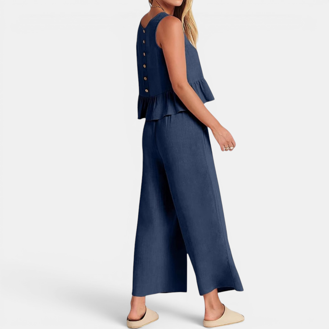 BRISETTE™ – Pleated Vest & Wide Leg Palazzo Set