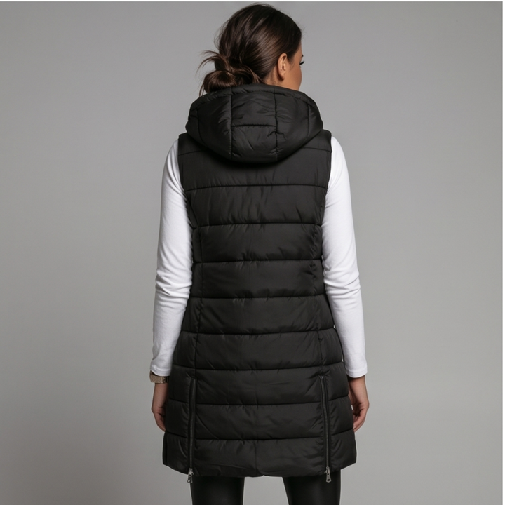 Aveline - Long Hooded Puffer Vest