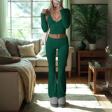 SINAT - V-Neck Long Sleeve Crop Top