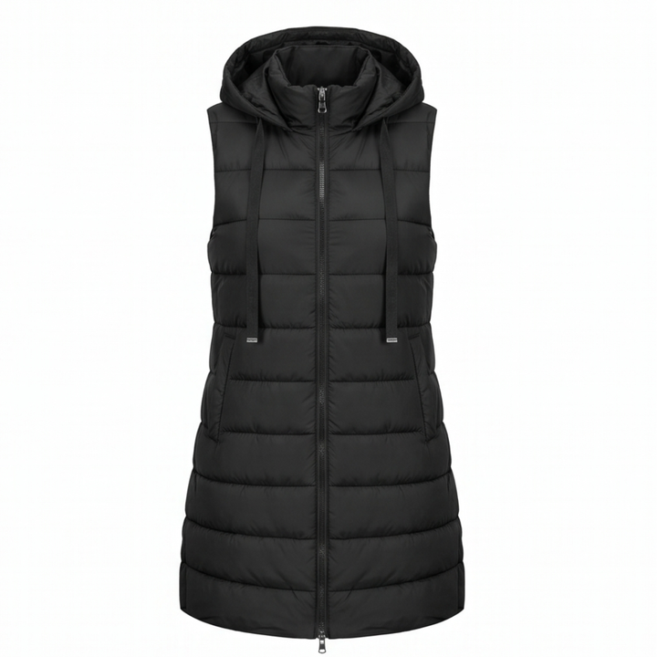 Aveline - Long Hooded Puffer Vest
