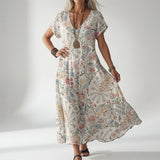 Elisoria | Floral V-Neck Flowing Midi Dress
