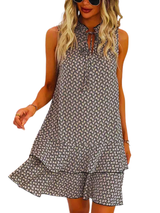 DORAT - Geometric Print Bow Dress Casual