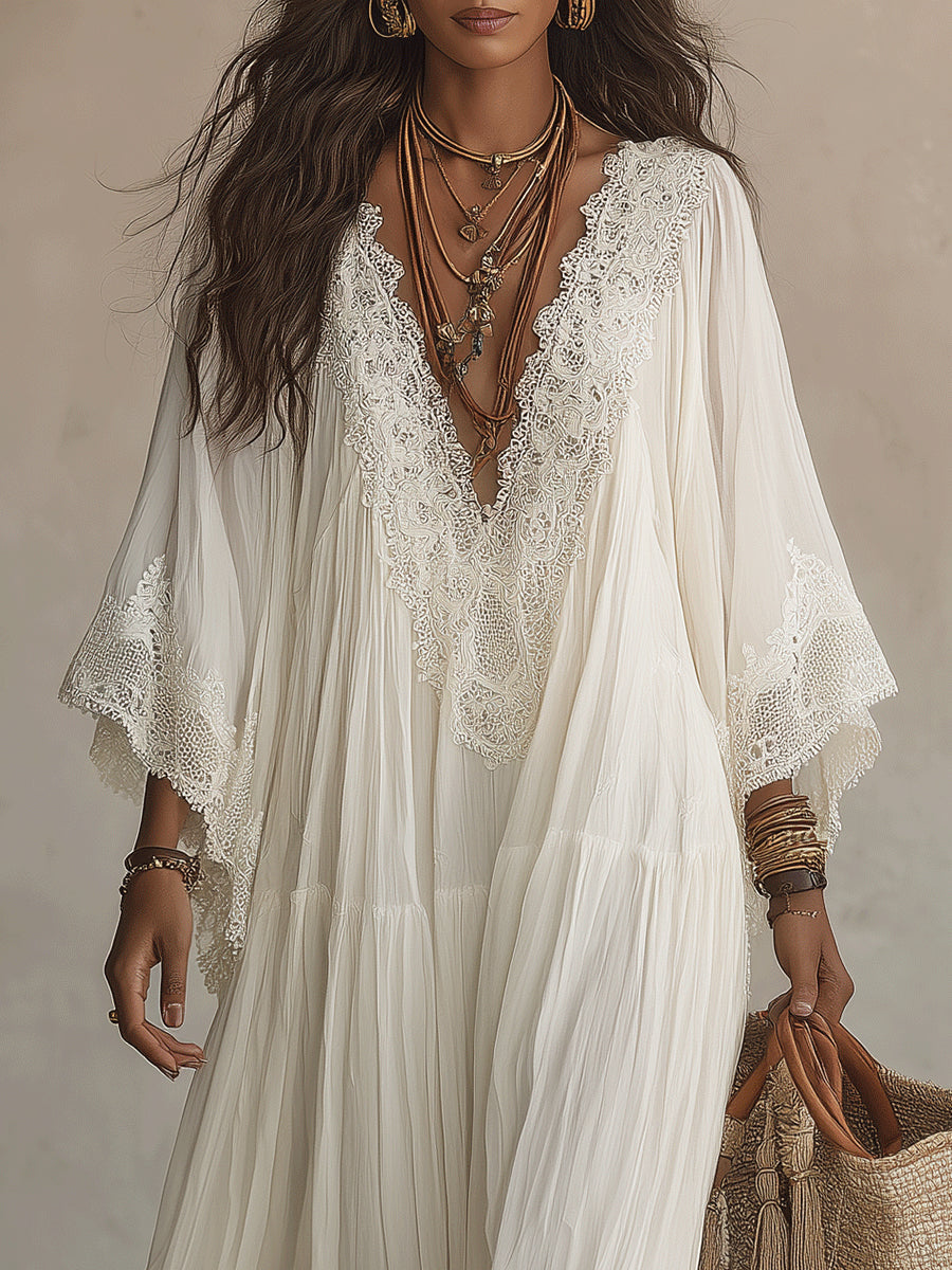 ALBA | Ivory Chiffon Maxi Dress