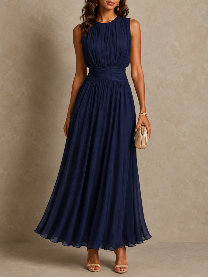 Chayna | Pleated Sleeveless Midi Dress