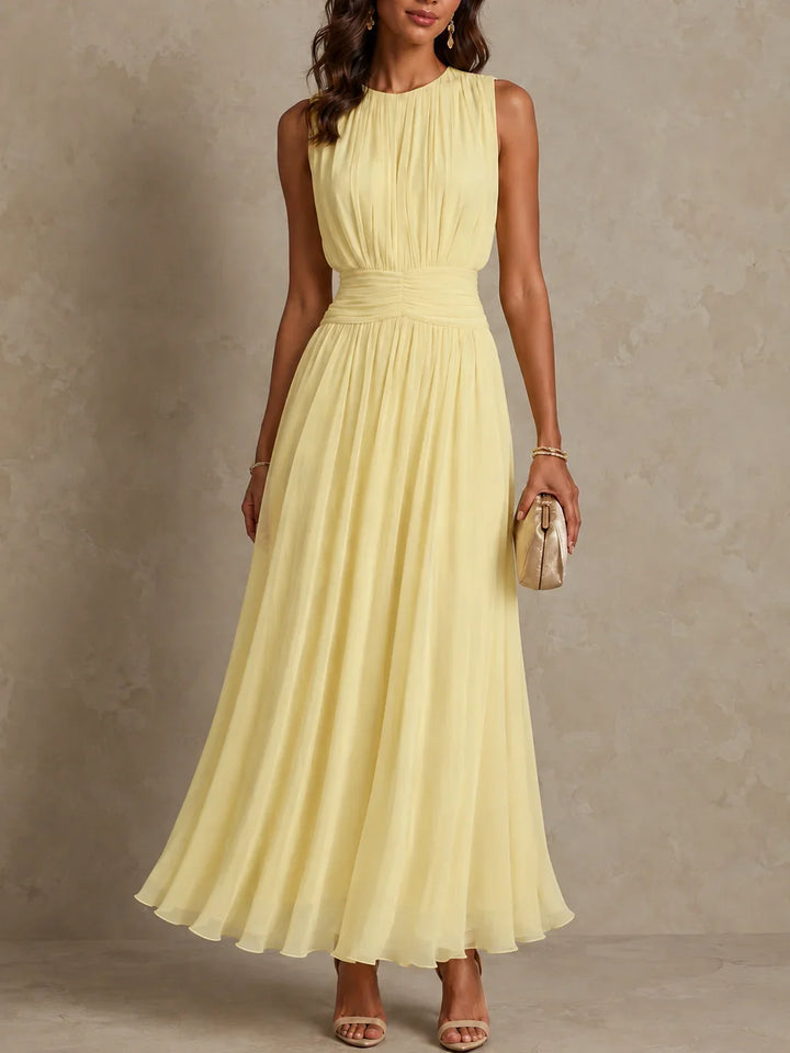 Amandine | Ruched-Waist Sleeveless Maxi Dress