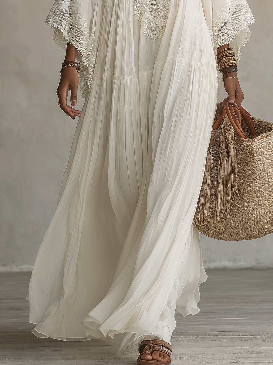 ALBA | Ivory Chiffon Maxi Dress