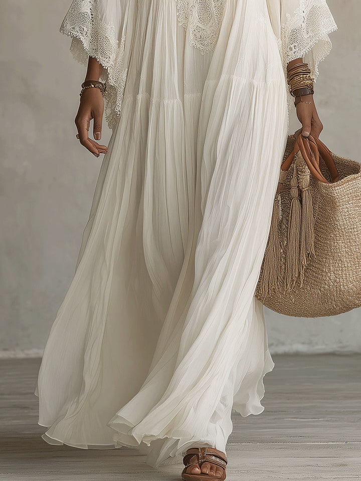 ALBA | Ivory Chiffon Maxi Dress