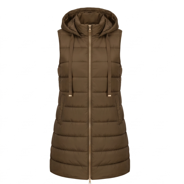 Aveline - Long Hooded Puffer Vest