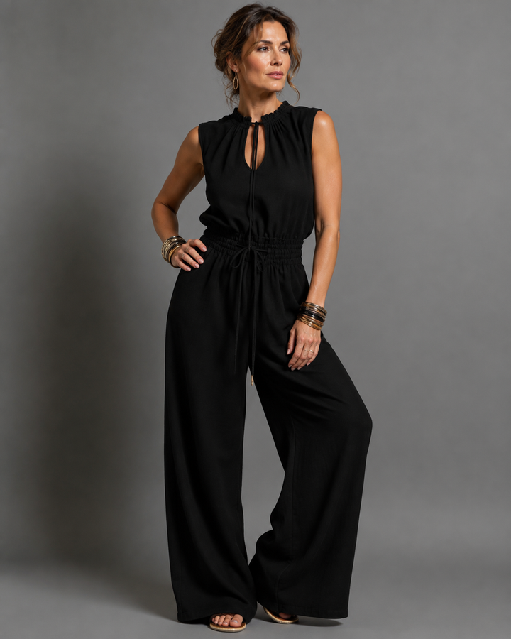 Jette | Sleeveless Belted Wide-Leg Jumpsuit