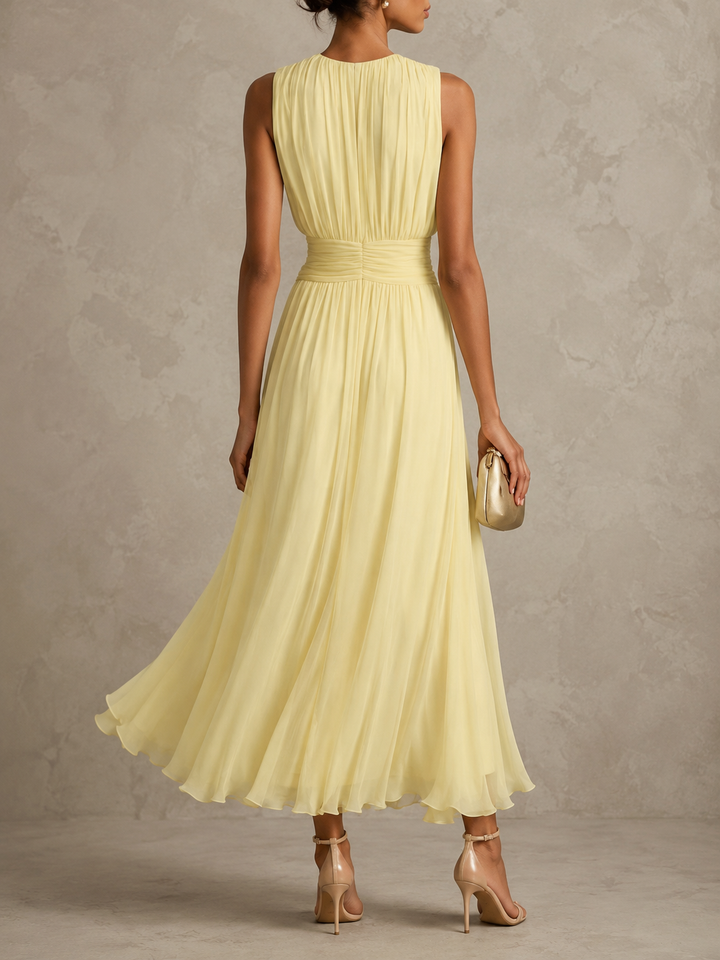 Chayna | Pleated Sleeveless Midi Dress