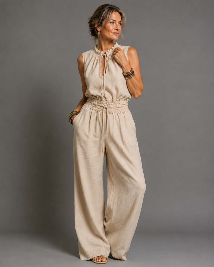 Jette | Sleeveless Belted Wide-Leg Jumpsuit