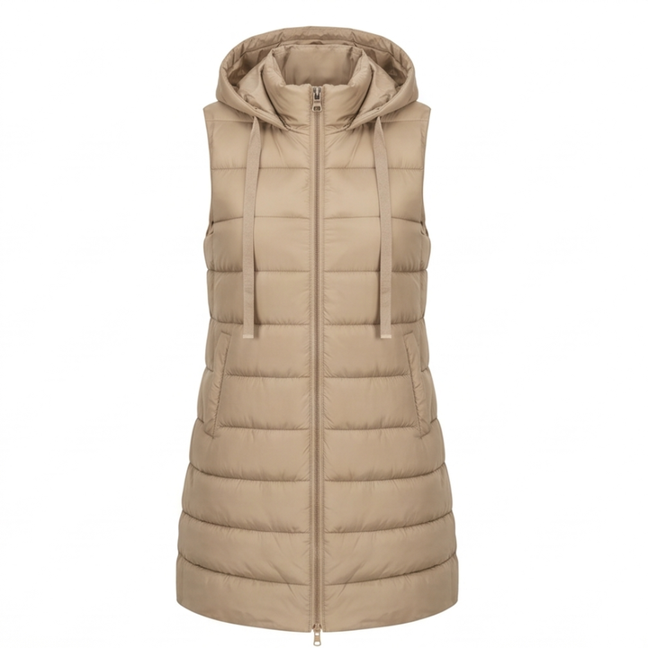 Aveline - Long Hooded Puffer Vest