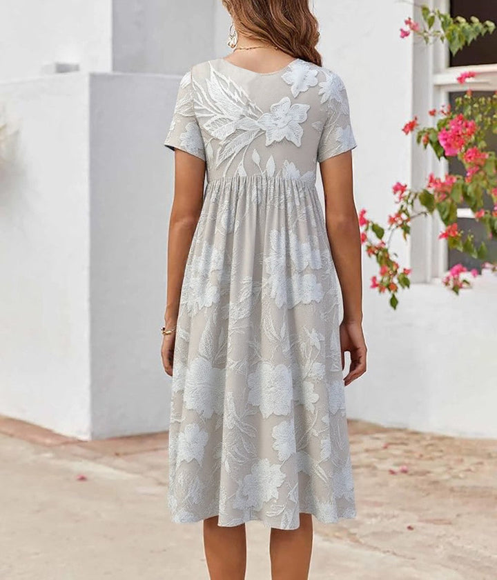Delilah silver floral midi dress, back view