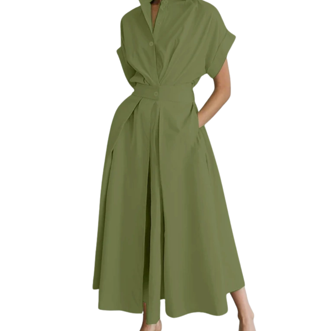 CLARETTE™ – Polished Lapel Shirt Dress