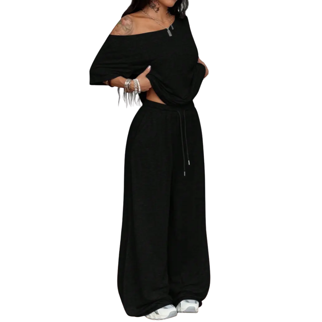 DARYN™ – Relaxed Off-Shoulder Wide Leg Two Piece Outfits