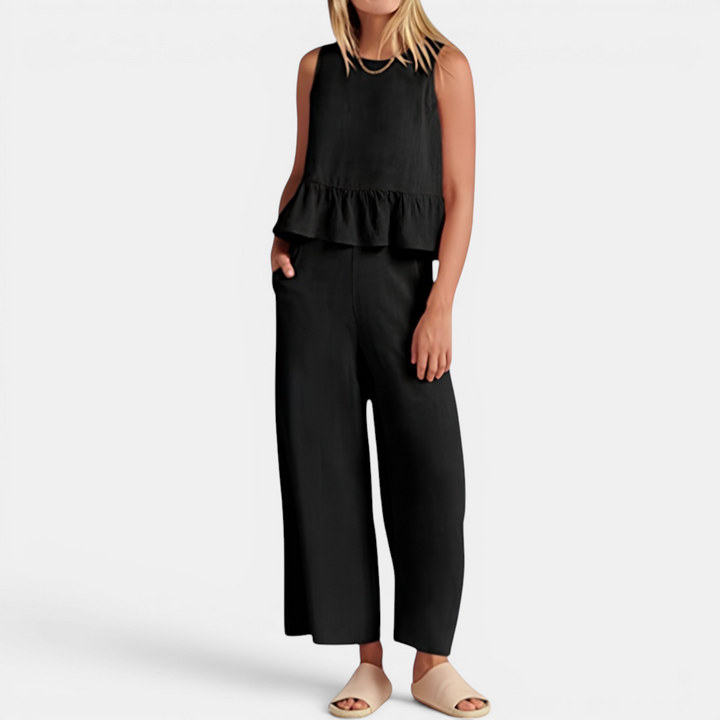 BRISETTE™ – Pleated Vest & Wide Leg Palazzo Set
