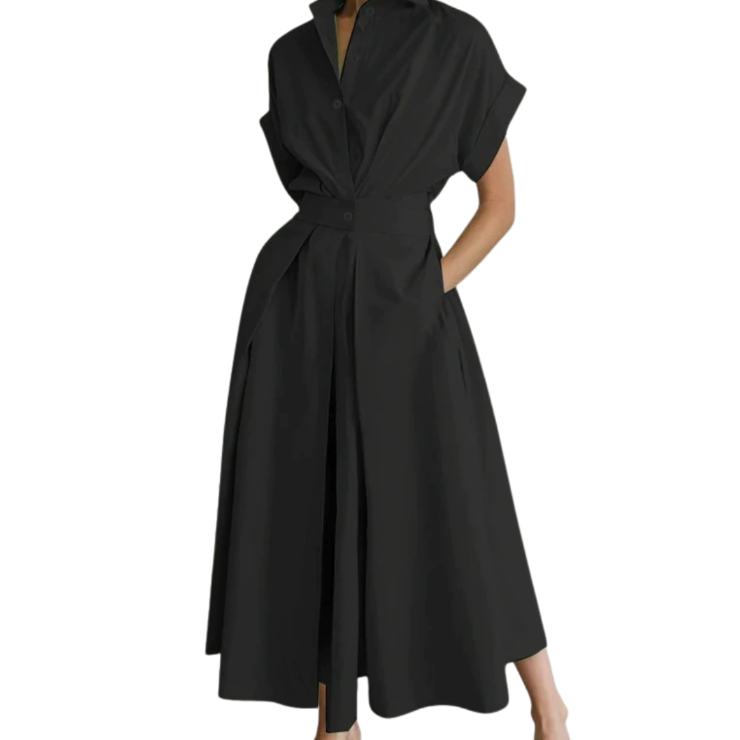 CLARETTE™ – Polished Lapel Shirt Dress