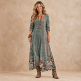 Florence | Vintage Rose Long-Sleeve Maxi Dress