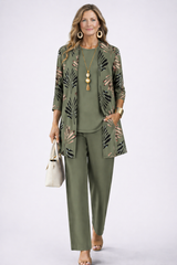 Augusta | Longline Cardigan, Top & Wide-Leg Pant Three-Piece Set
