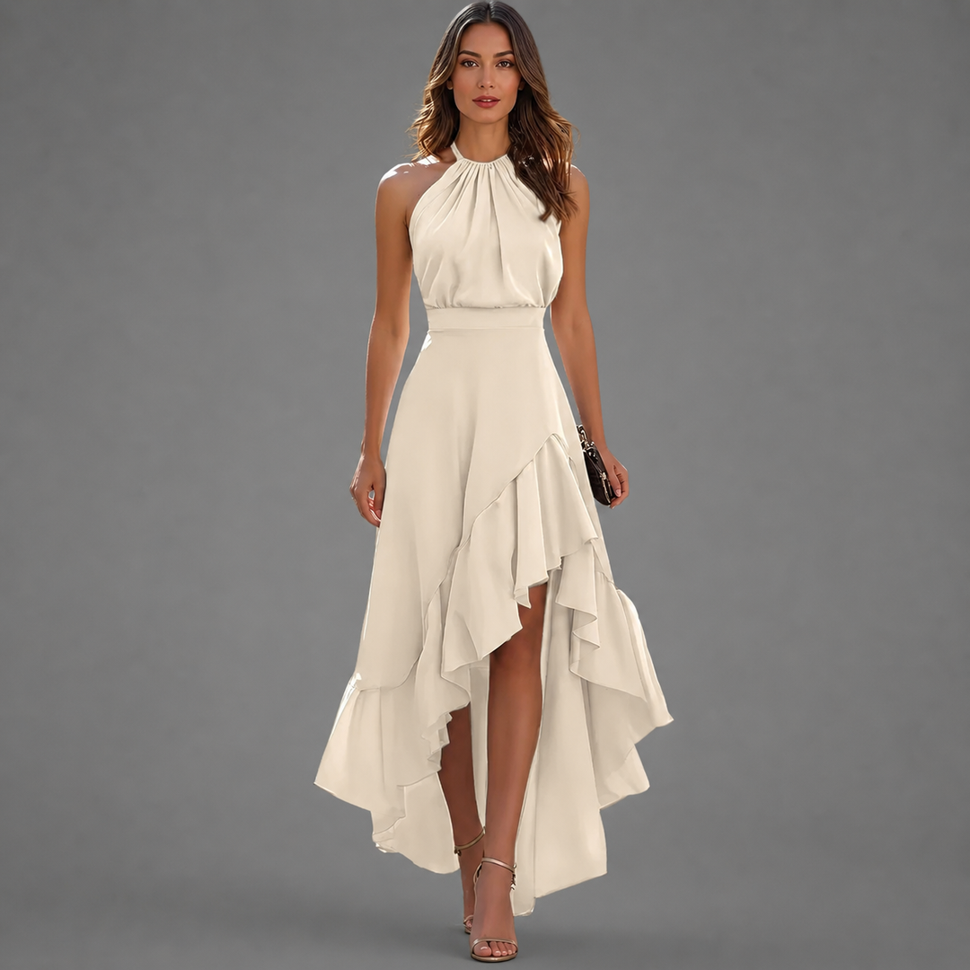 Belinda | Halter Ruffle-Hem Maxi Dress