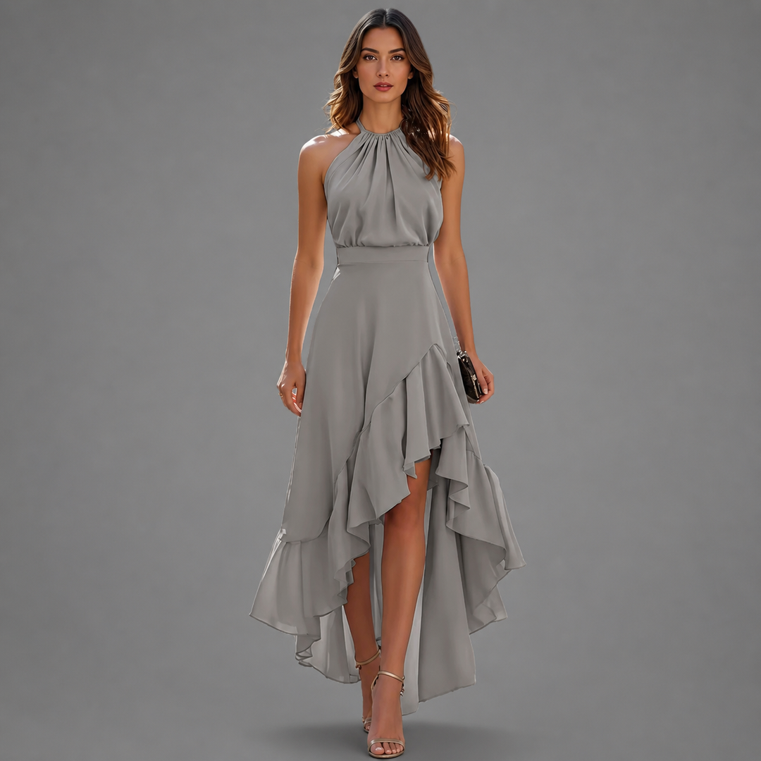 Belinda | Halter Ruffle-Hem Maxi Dress