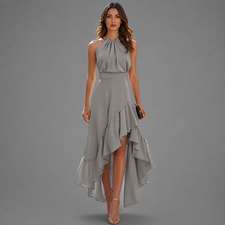 Belinda | Halter Ruffle-Hem Maxi Dress