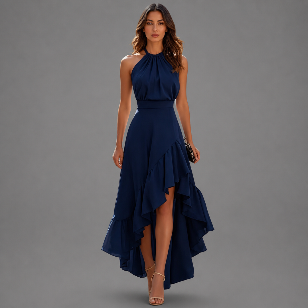 Belinda | Halter Ruffle-Hem Maxi Dress