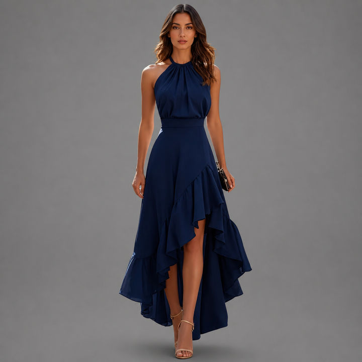 Belinda | Halter Ruffle-Hem Maxi Dress
