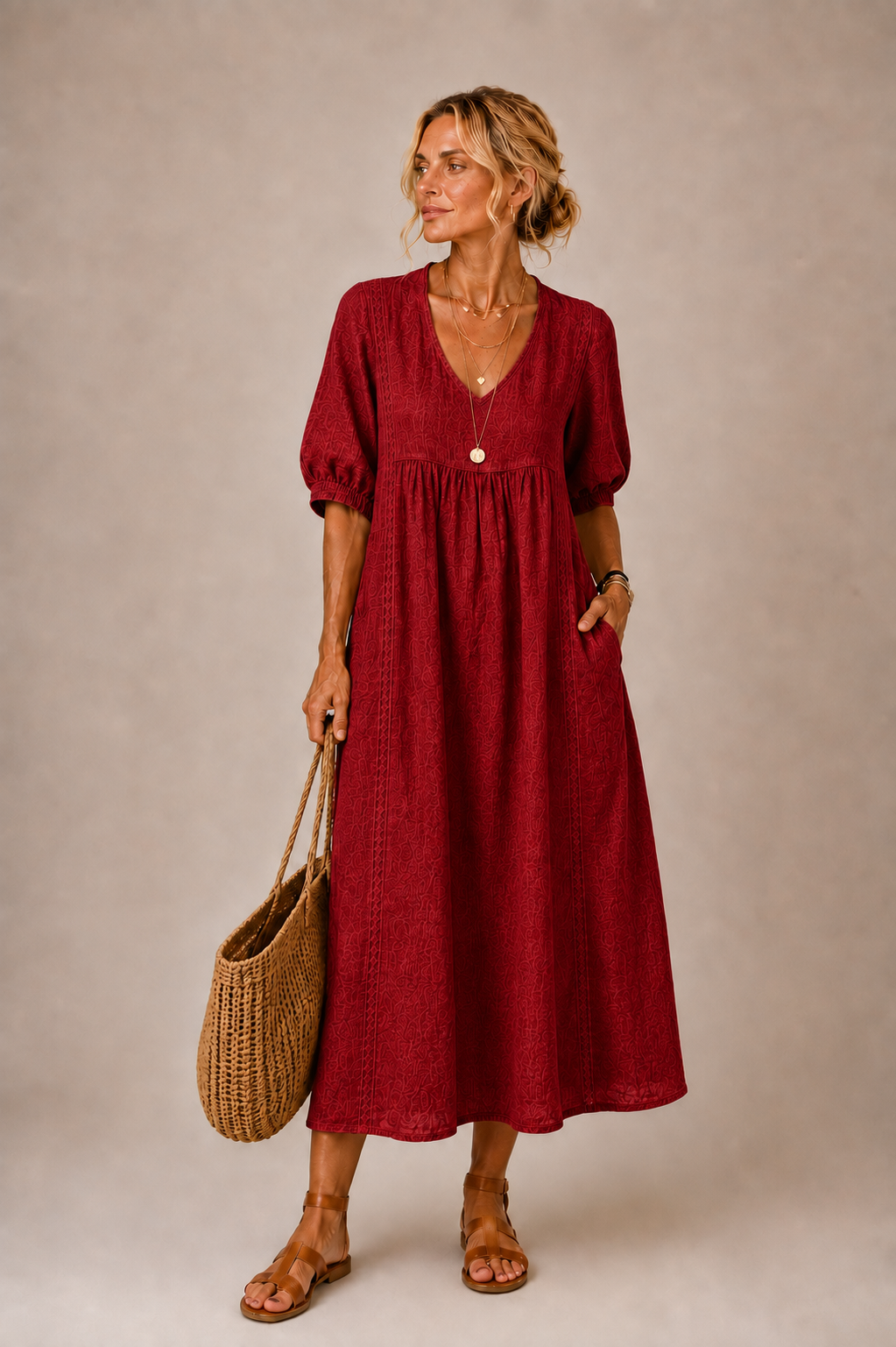 ELENA | V-Neck Midi Dress