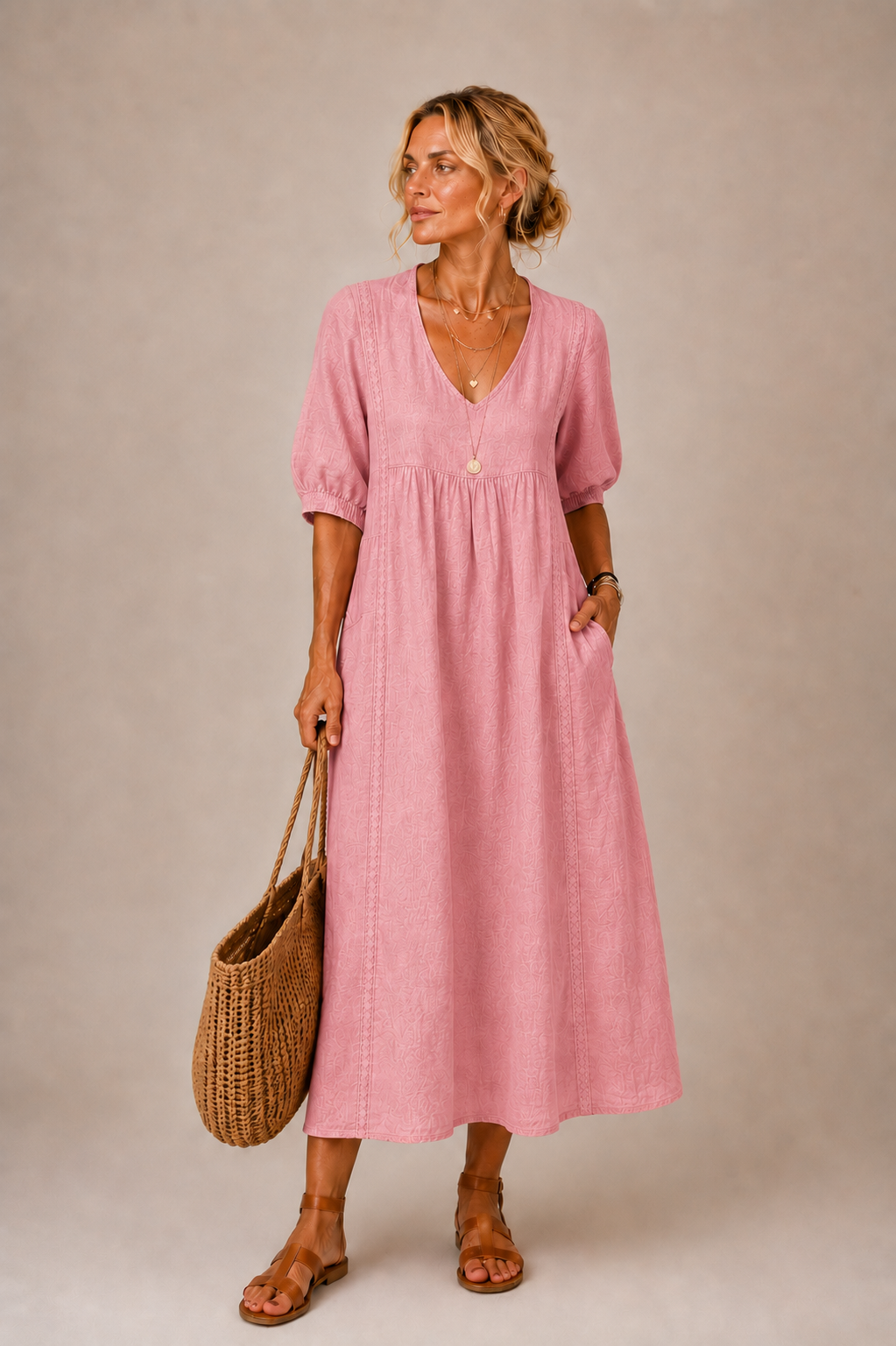 ELENA | V-Neck Midi Dress