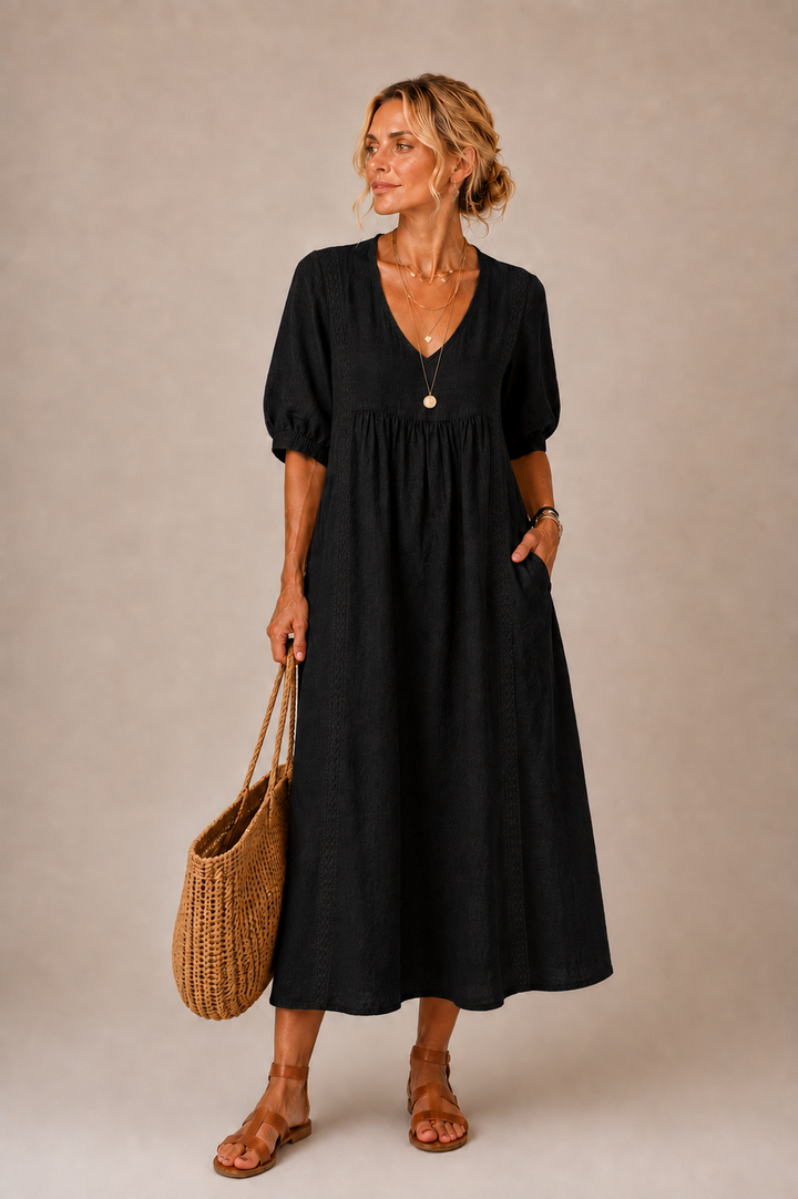 ELENA | V-Neck Midi Dress