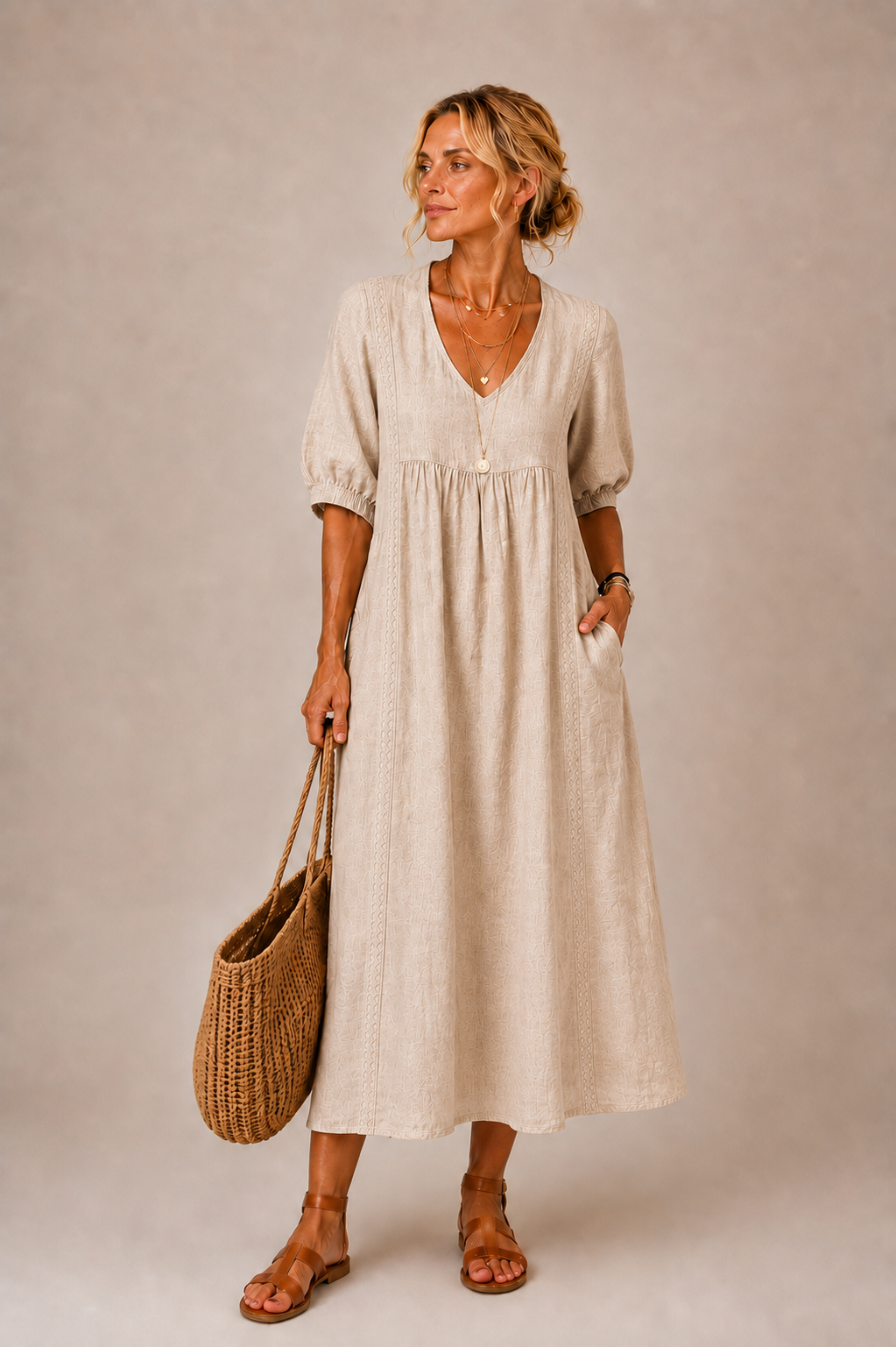 ELENA | V-Neck Midi Dress