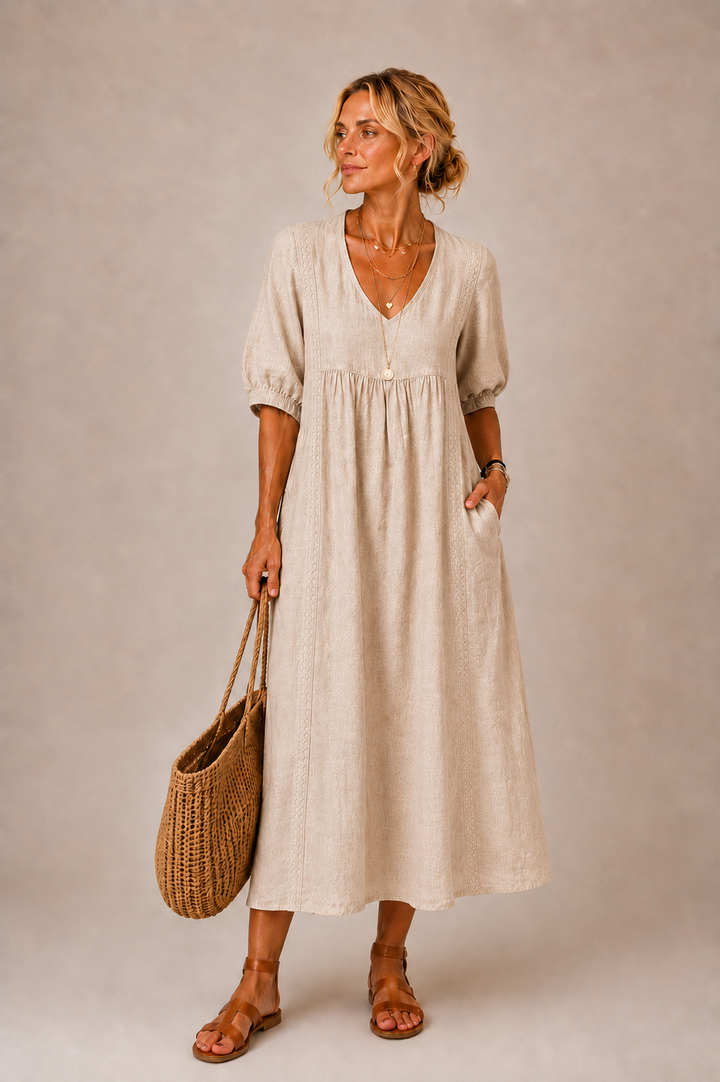 ELENA | V-Neck Midi Dress