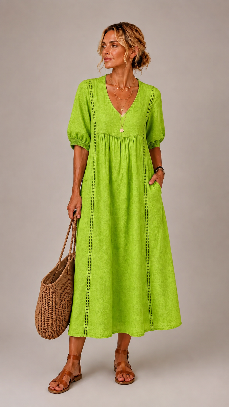ELENA | V-Neck Midi Dress