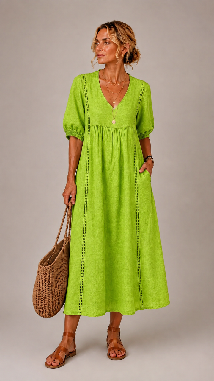 ELENA | V-Neck Midi Dress
