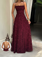 XENIAT - Backless Lace Long Dress Fitted