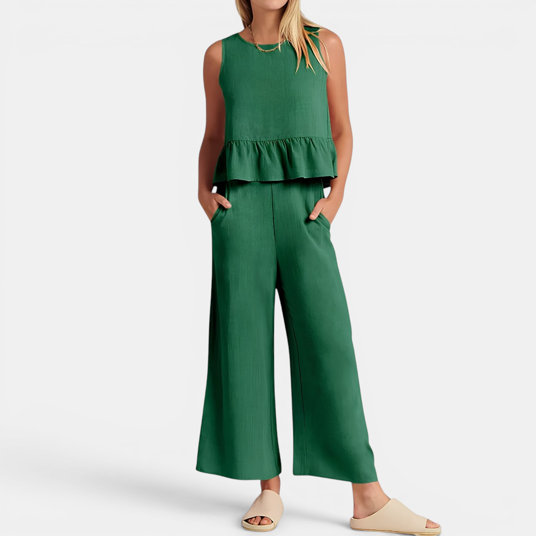 BRISETTE™ – Pleated Vest & Wide Leg Palazzo Set