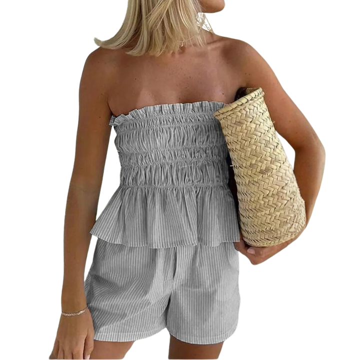 WINNIE™ – Striped Strapless Tube Top & Shorts Set