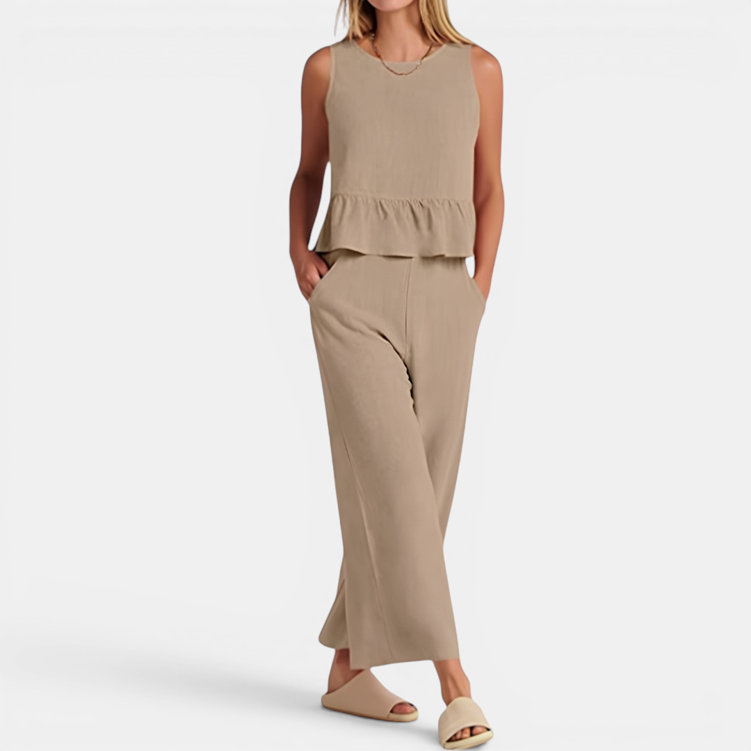 BRISETTE™ – Pleated Vest & Wide Leg Palazzo Set